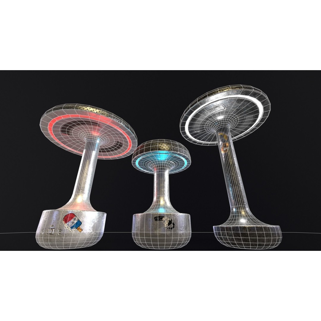 Sci-Fi Lamps 3D Model – Low-Poly PBR Asset, FBX & OBJ Formats - View 6