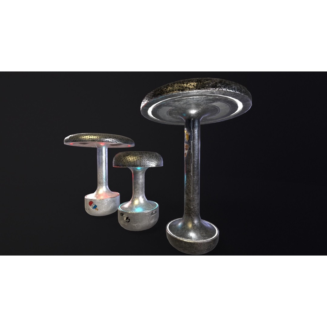 Sci-Fi Lamps 3D Model – Low-Poly PBR Asset, FBX & OBJ Formats - View 7