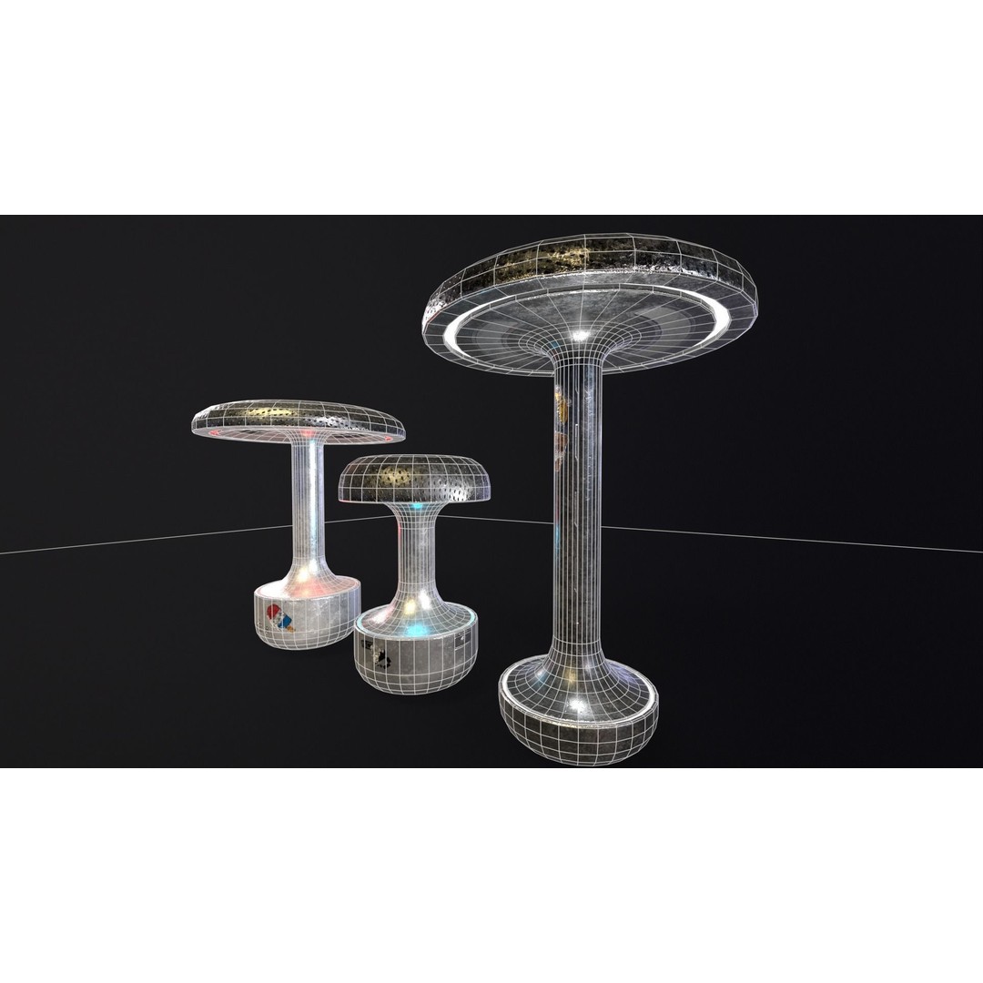 Sci-Fi Lamps 3D Model – Low-Poly PBR Asset, FBX & OBJ Formats - View 8