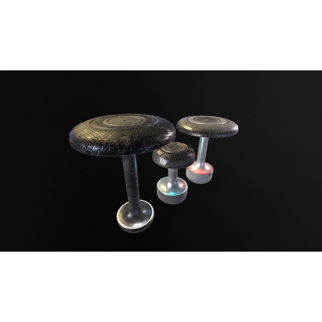 Sci-Fi Lamps 3D Model – Low-Poly PBR Asset, FBX & OBJ Formats - View 9