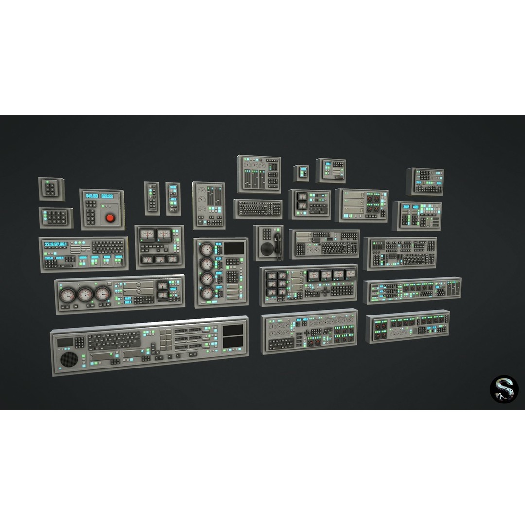 Control Panel 3D Model – Low Poly Game Asset, FBX, PBR Textures