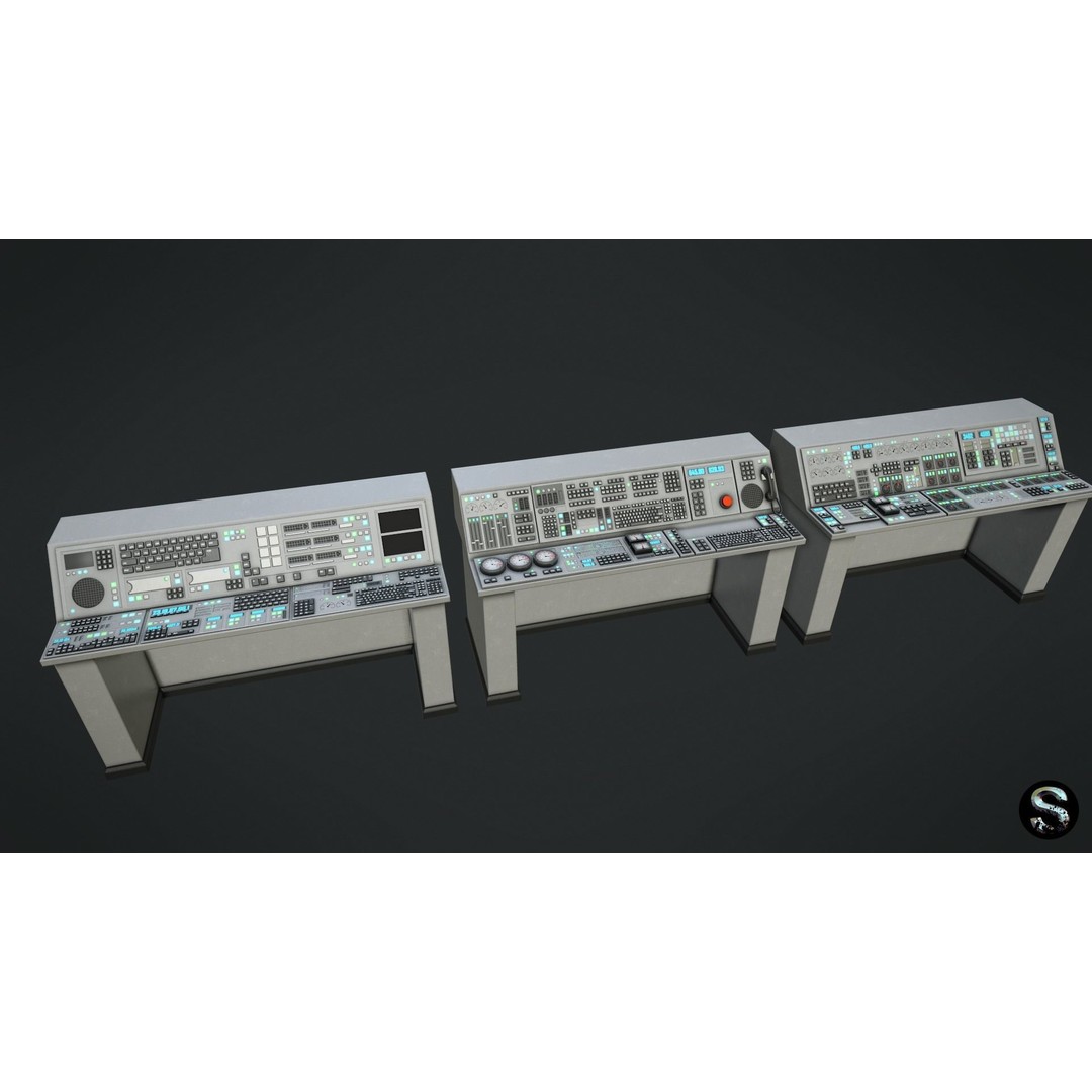 Control Panel 3D Model – Low Poly Game Asset, FBX, PBR Textures - View 3