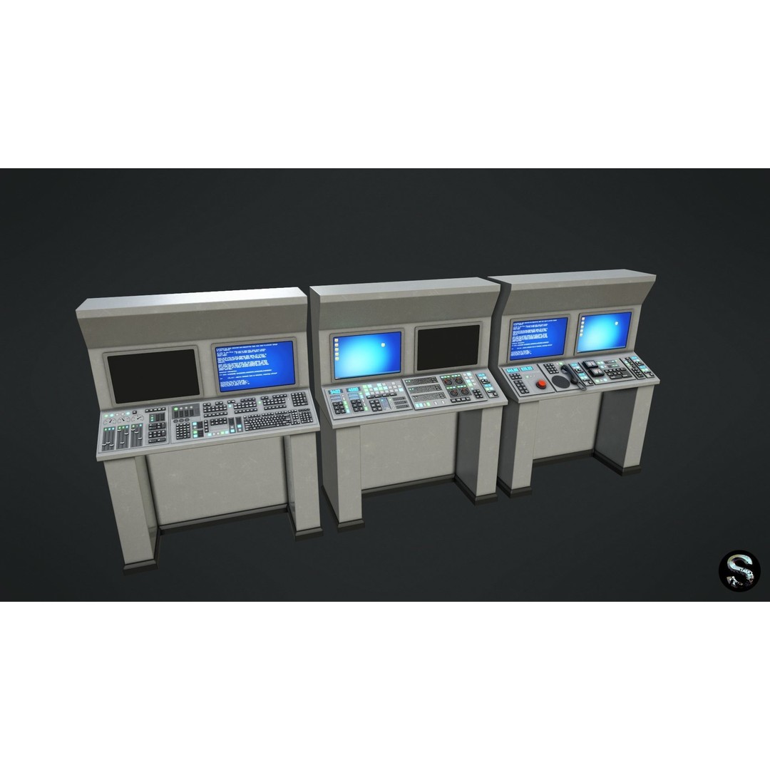 Control Panel 3D Model – Low Poly Game Asset, FBX, PBR Textures - View 4