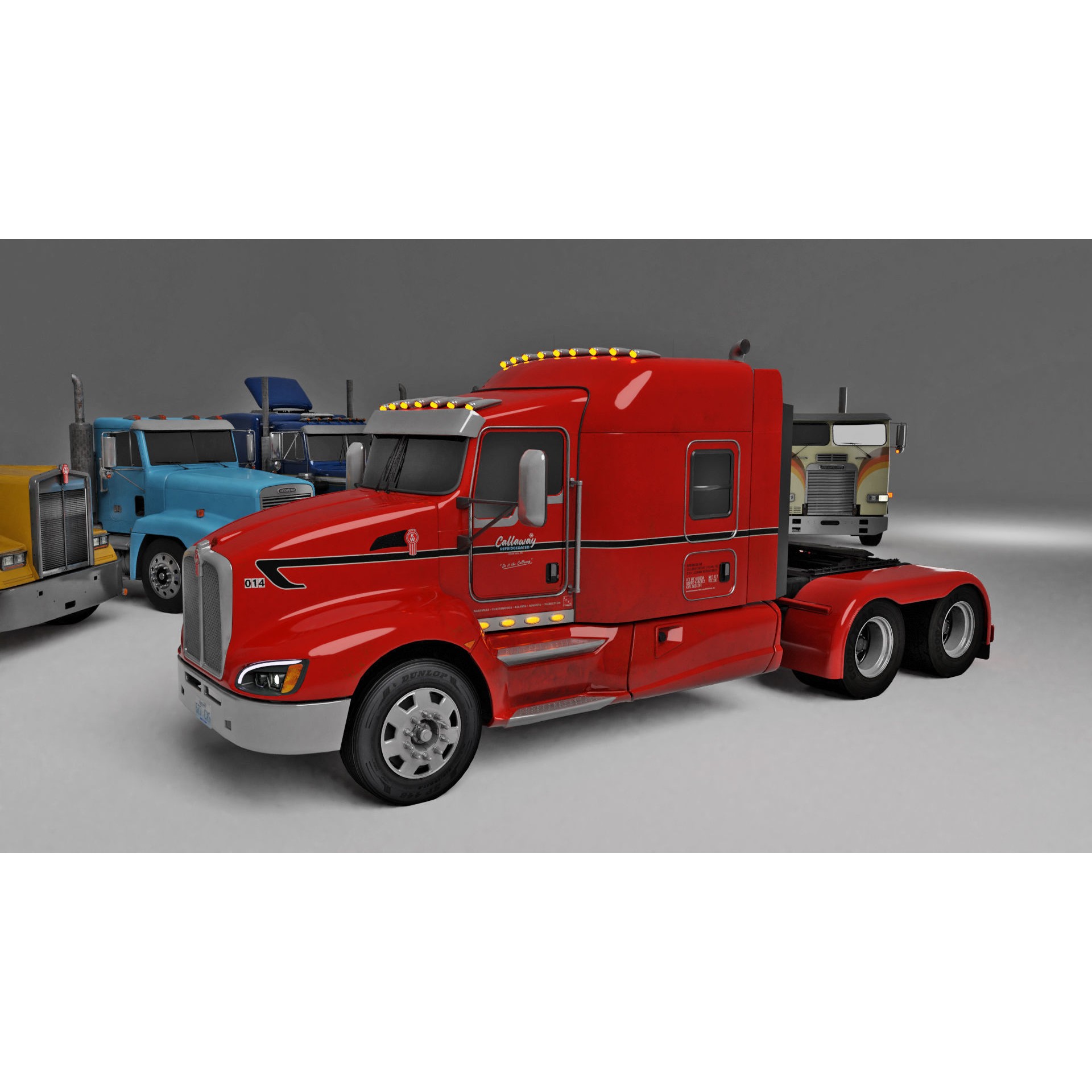 Kenworth T660 Semi Truck - Low-Poly Game-Ready 3D Model - View 10