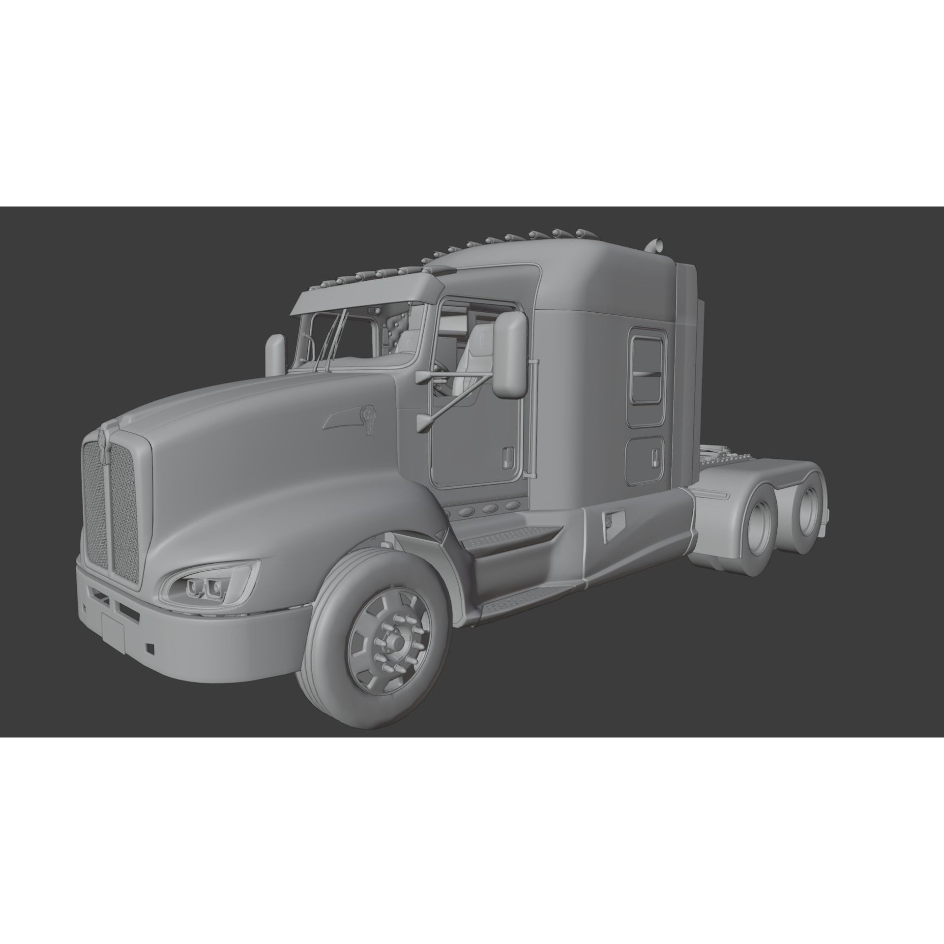 Kenworth T660 Semi Truck - Low-Poly Game-Ready 3D Model - View 17