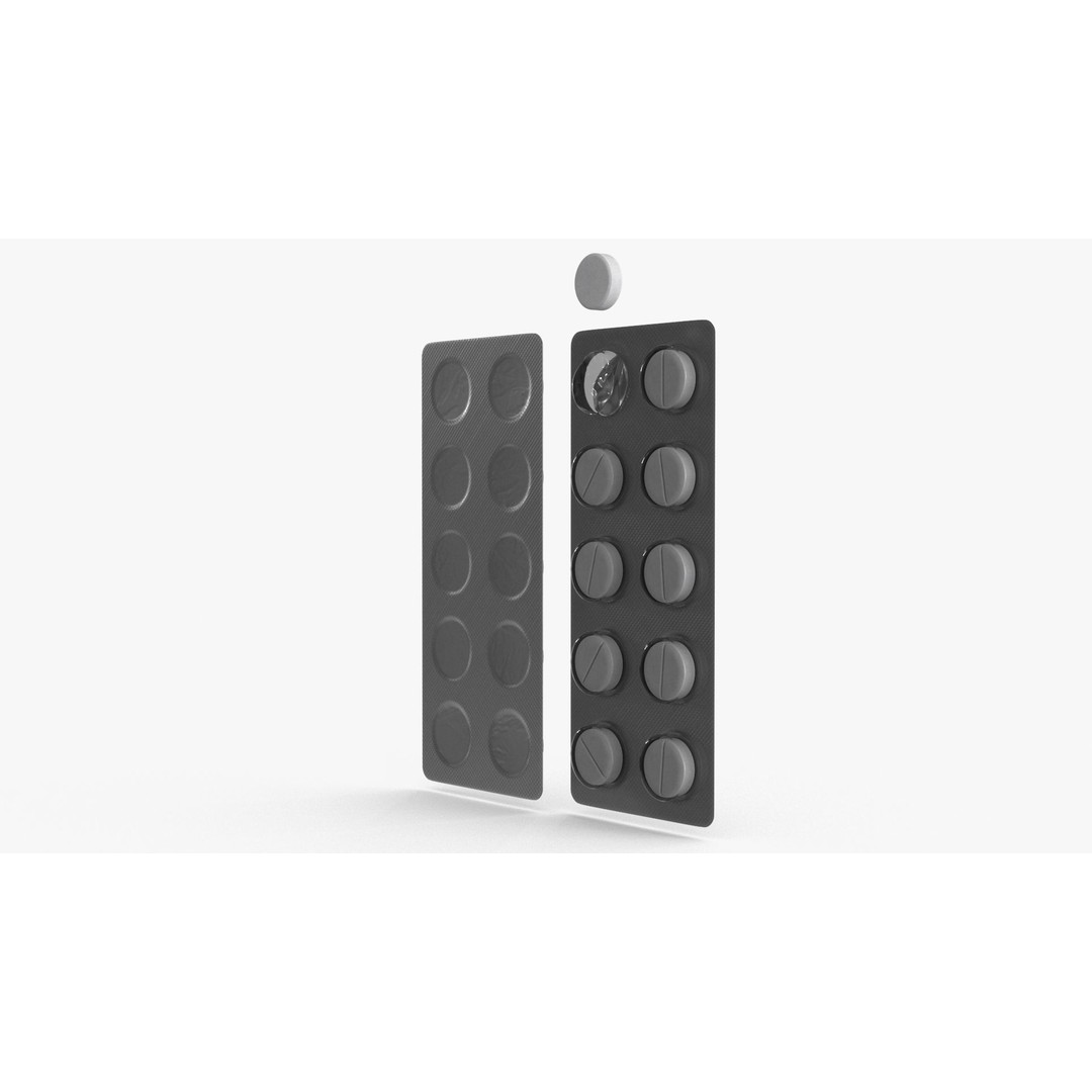Blister Pill Pack 3D Model – Low Poly Medical Asset, FBX - View 10