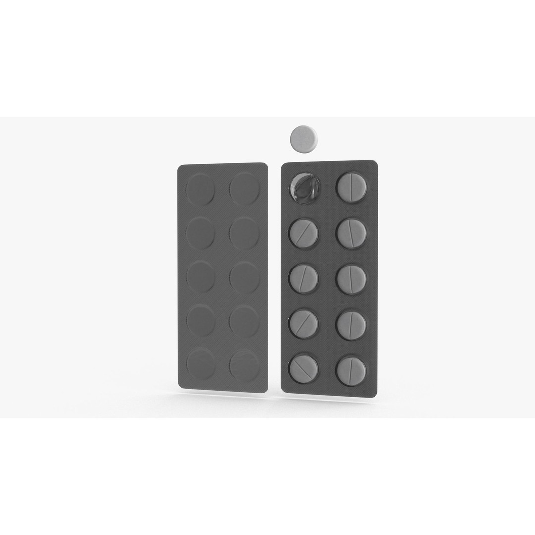 Blister Pill Pack 3D Model – Low Poly Medical Asset, FBX - View 11