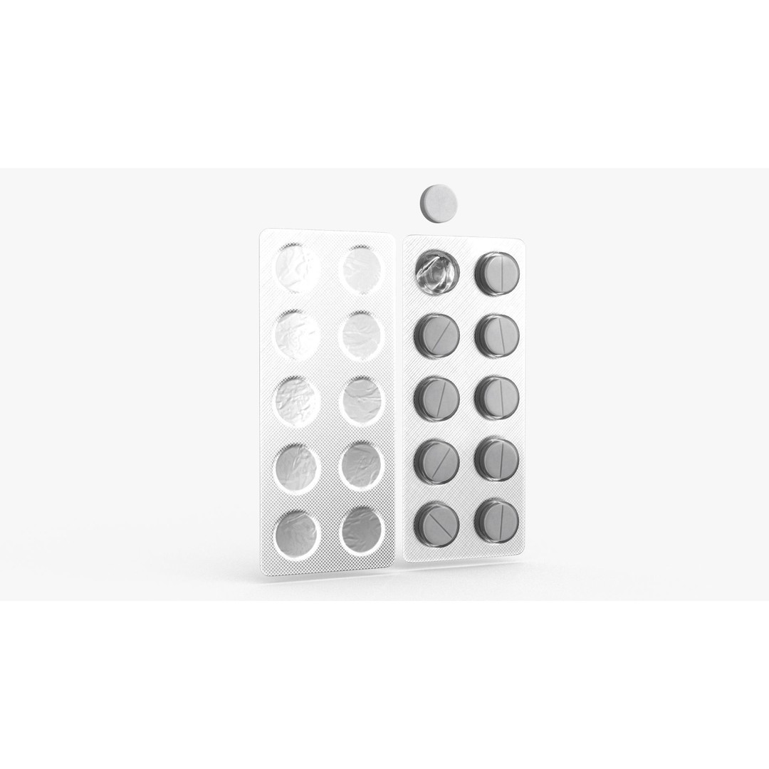 Blister Pill Pack 3D Model – Low Poly Medical Asset, FBX - View 12