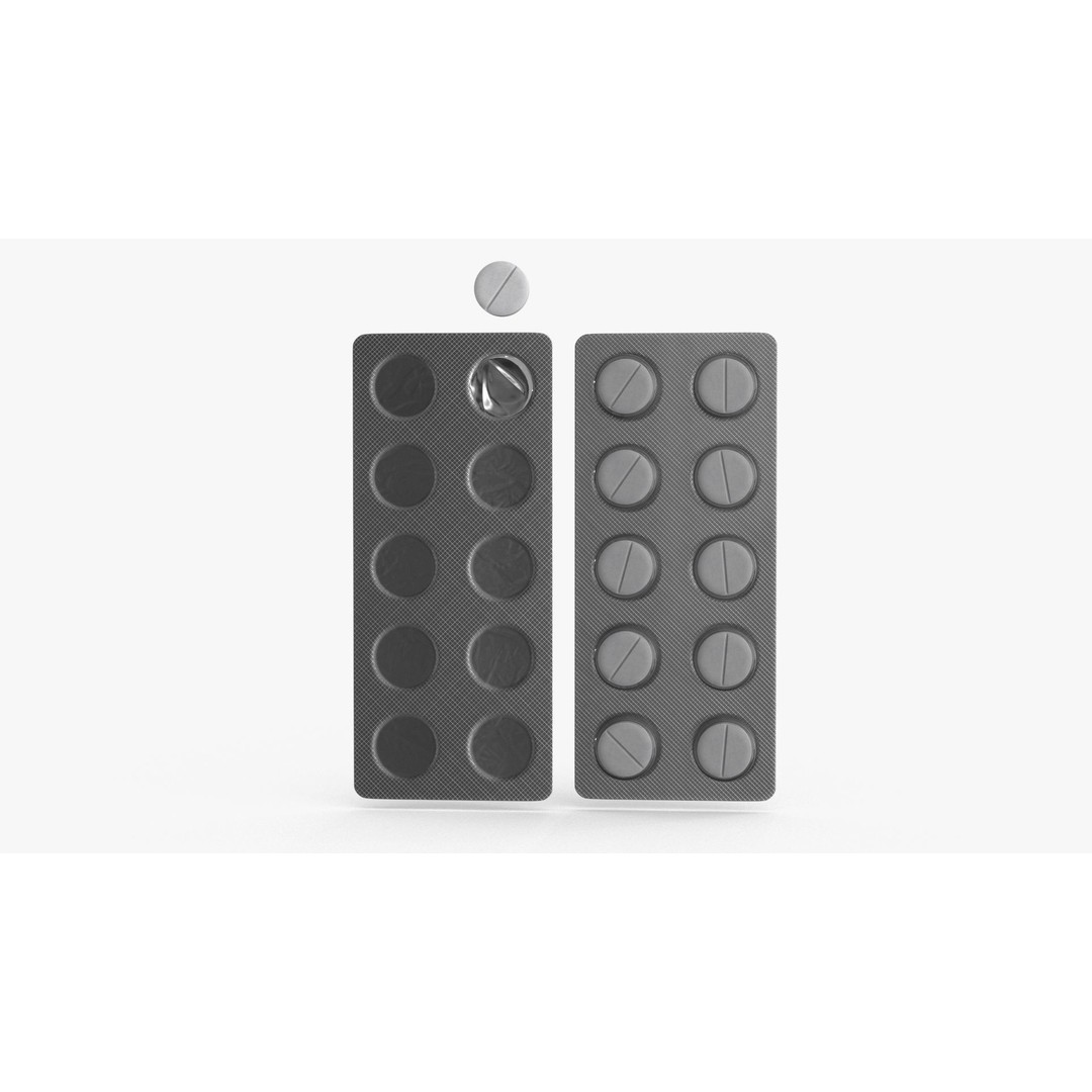 Blister Pill Pack 3D Model – Low Poly Medical Asset, FBX - View 3
