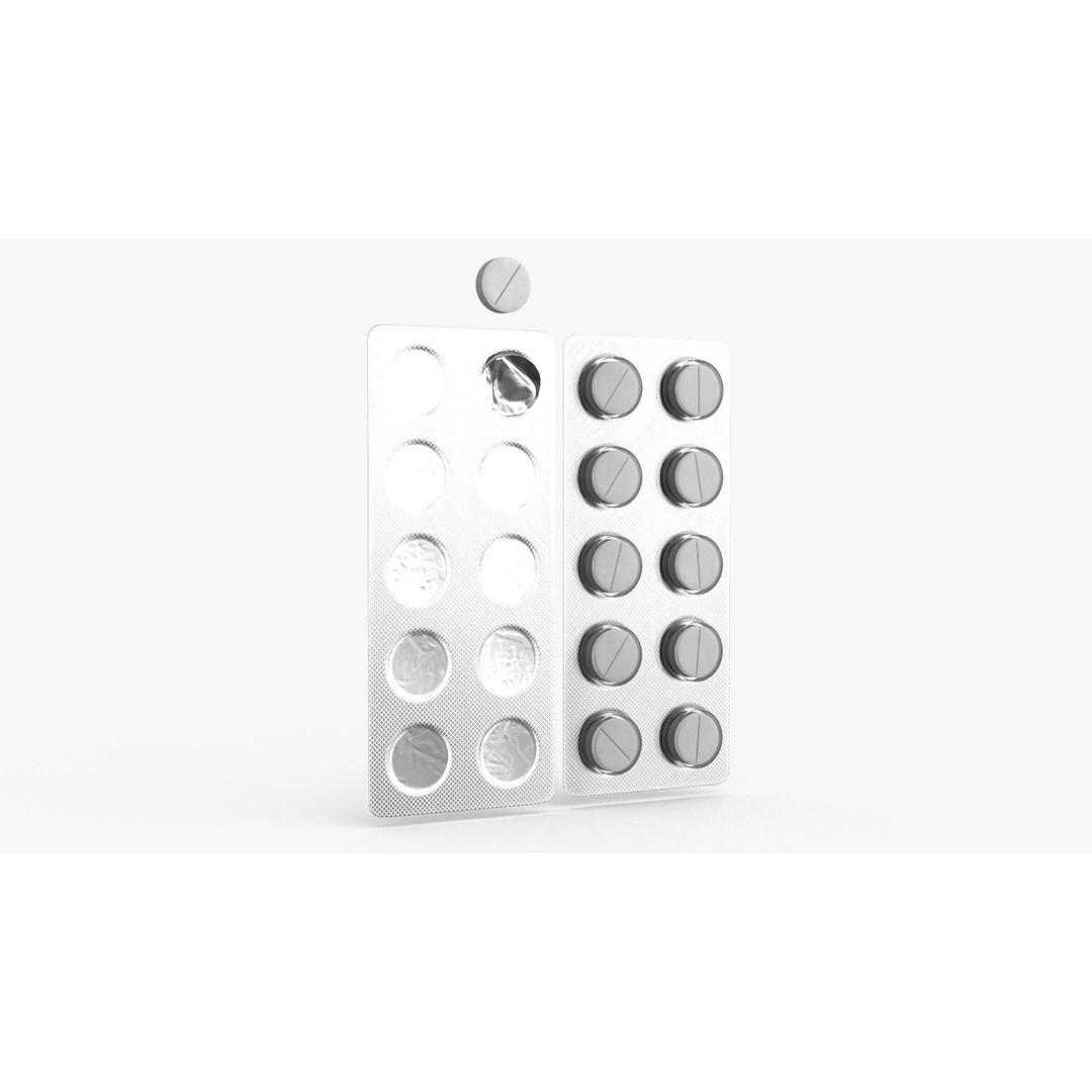 Blister Pill Pack 3D Model – Low Poly Medical Asset, FBX - View 8