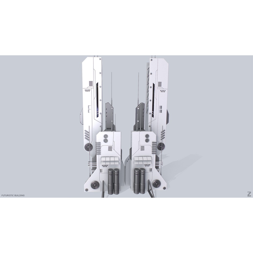 Futuristic Building 3D Model – Low Poly Sci-Fi Architecture, FBX - View 5
