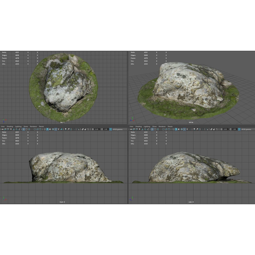 Rock 38 3D Model – Low Poly Landscape Asset, FBX, OBJ, Blender - View 6