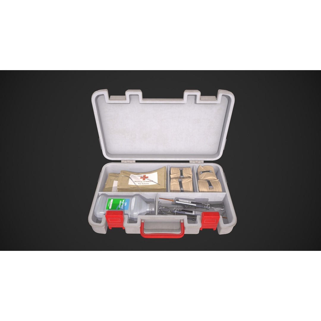 Medical First Aid Kit 3D Model – Low Poly Game Asset, FBX - View 11