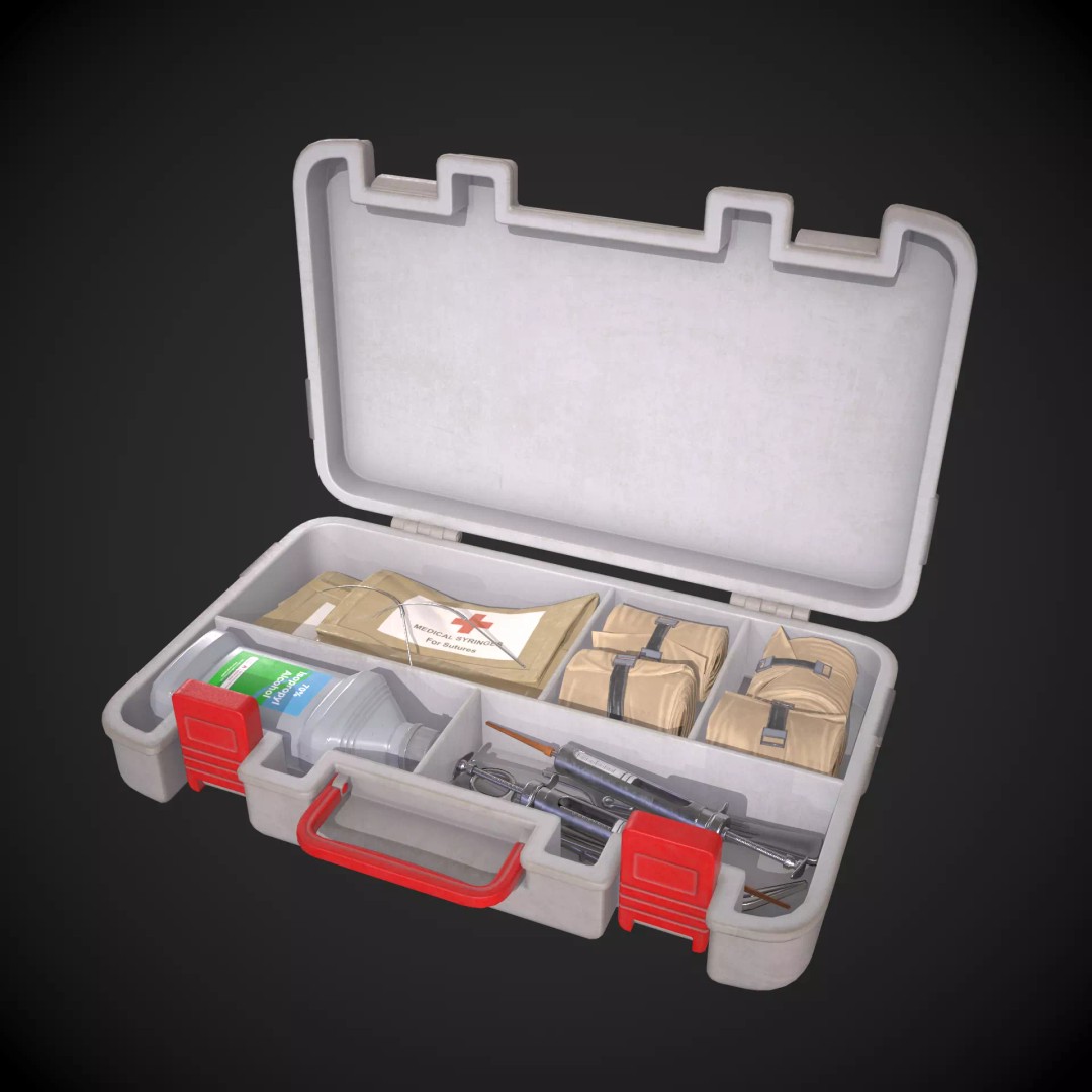 Medical First Aid Kit 3D Model – Low Poly Game Asset, FBX - View 2