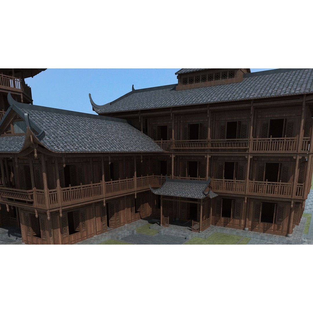 Ancient Chinese Architecture 3D Model – Detailed Pagoda Design, FBX - View 7