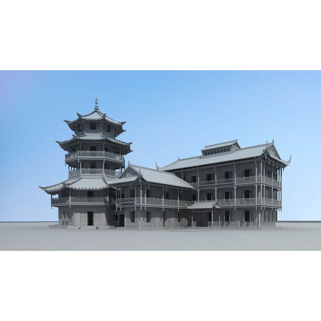 Ancient Chinese Architecture 3D Model – Detailed Pagoda Design, FBX - View 8