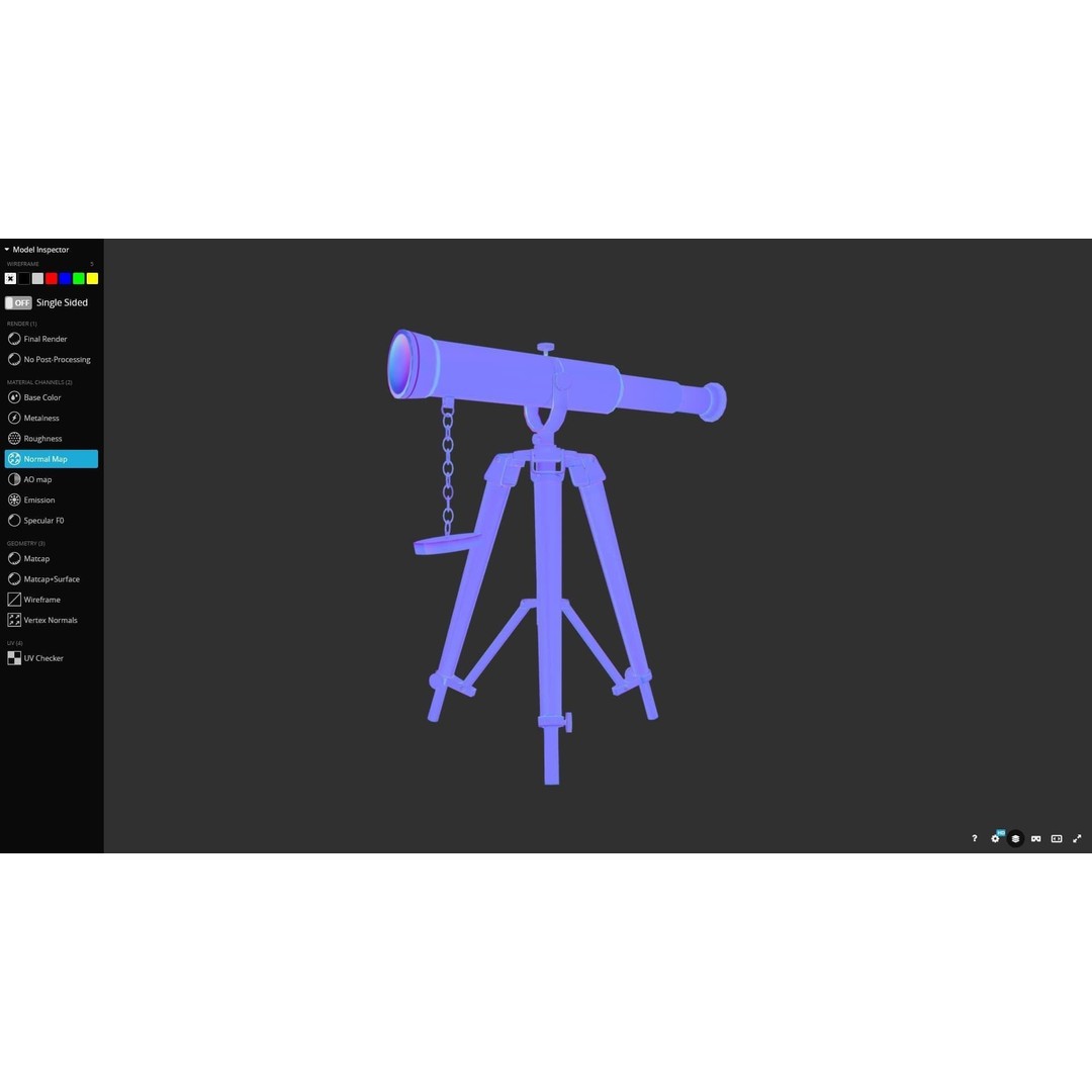 Ancient Telescope 3D Model – Low Poly Game Ready Asset, FBX, OBJ - View 12