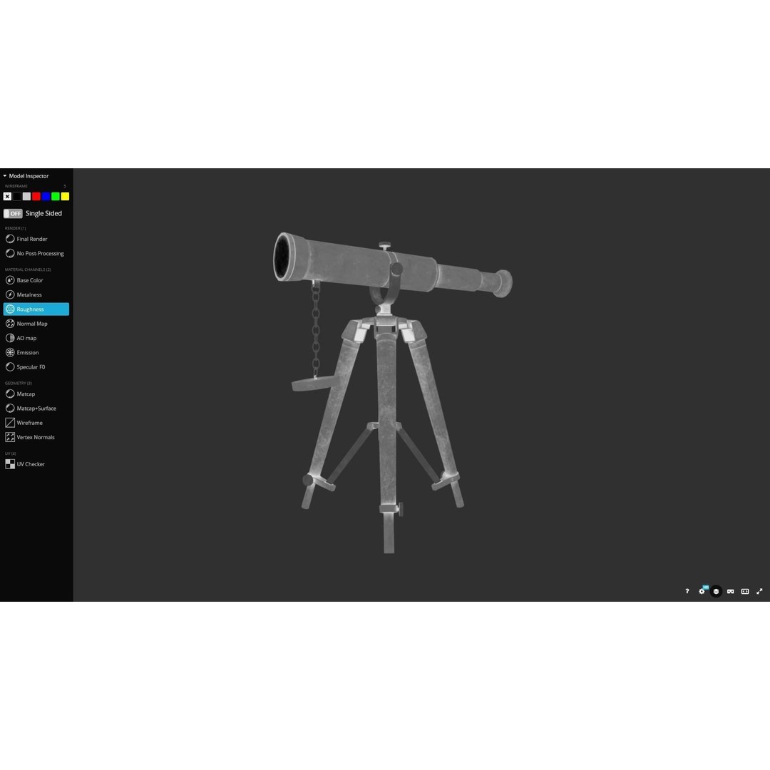 Ancient Telescope 3D Model – Low Poly Game Ready Asset, FBX, OBJ - View 13