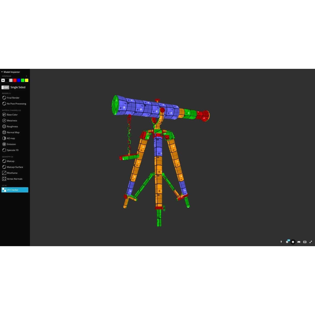 Ancient Telescope 3D Model – Low Poly Game Ready Asset, FBX, OBJ - View 14