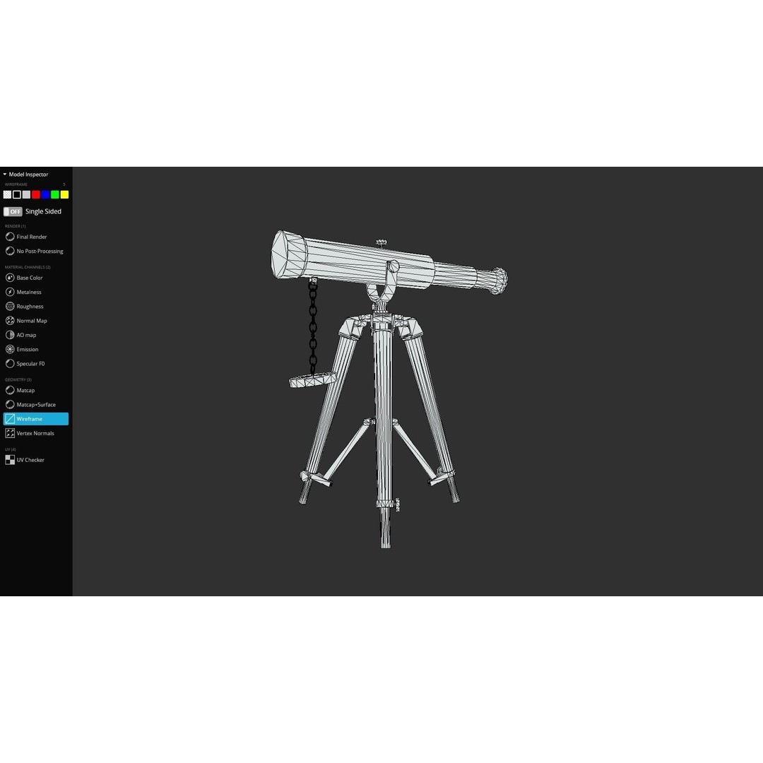 Ancient Telescope 3D Model – Low Poly Game Ready Asset, FBX, OBJ - View 15
