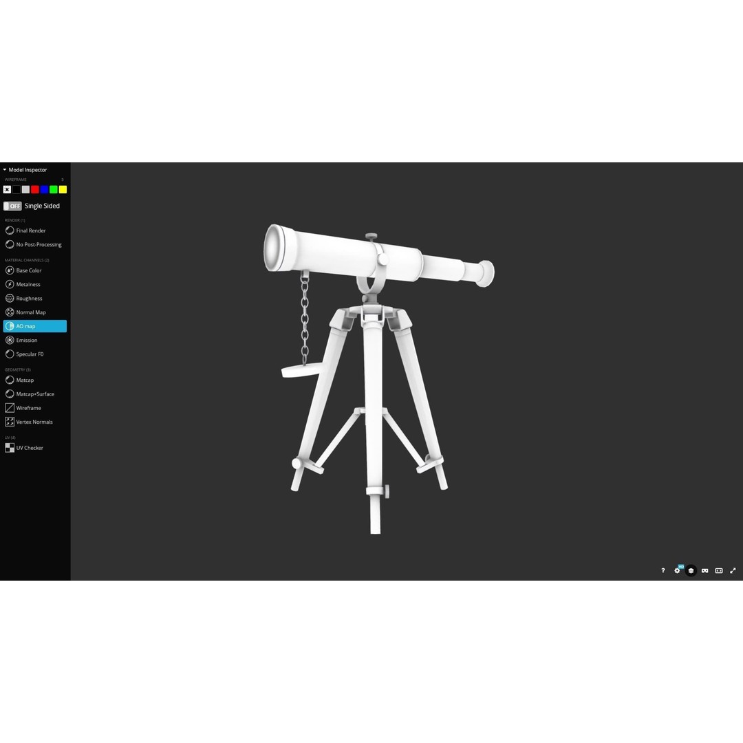 Ancient Telescope 3D Model – Low Poly Game Ready Asset, FBX, OBJ - View 8
