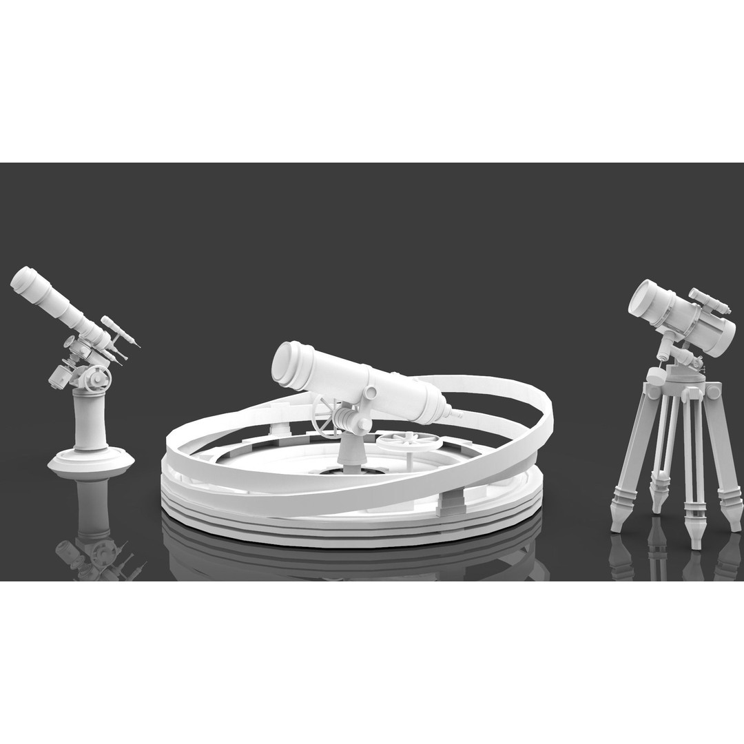 Astronomical Telescope 3D Model – High Poly Space Equipment, FBX, OBJ - View 3