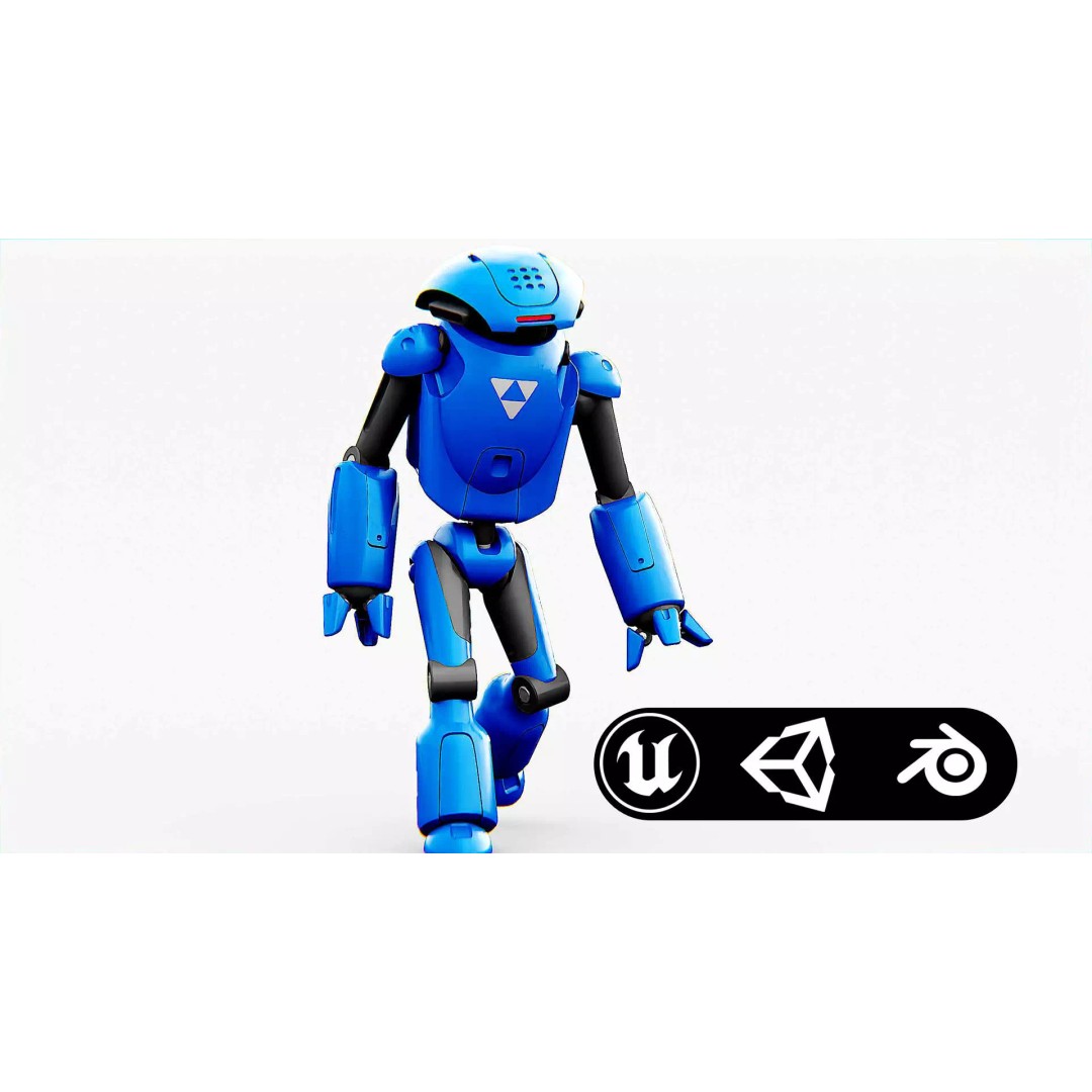 Utility Bot Sophie 3D Model – Rigged Sci-Fi Character for Games, FBX - View 2