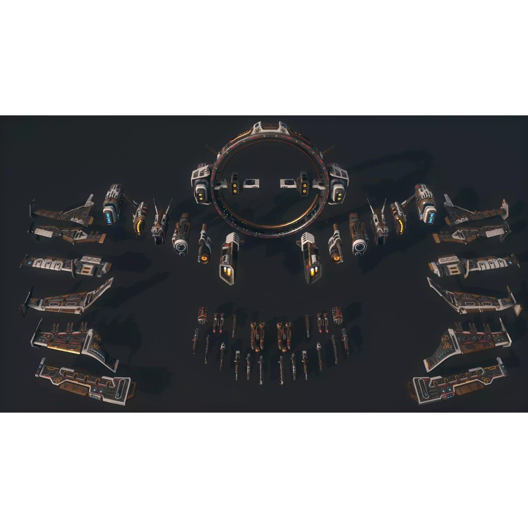Spacecraft 3D Model – Low Poly Sci-Fi Game Asset, FBX, PBR