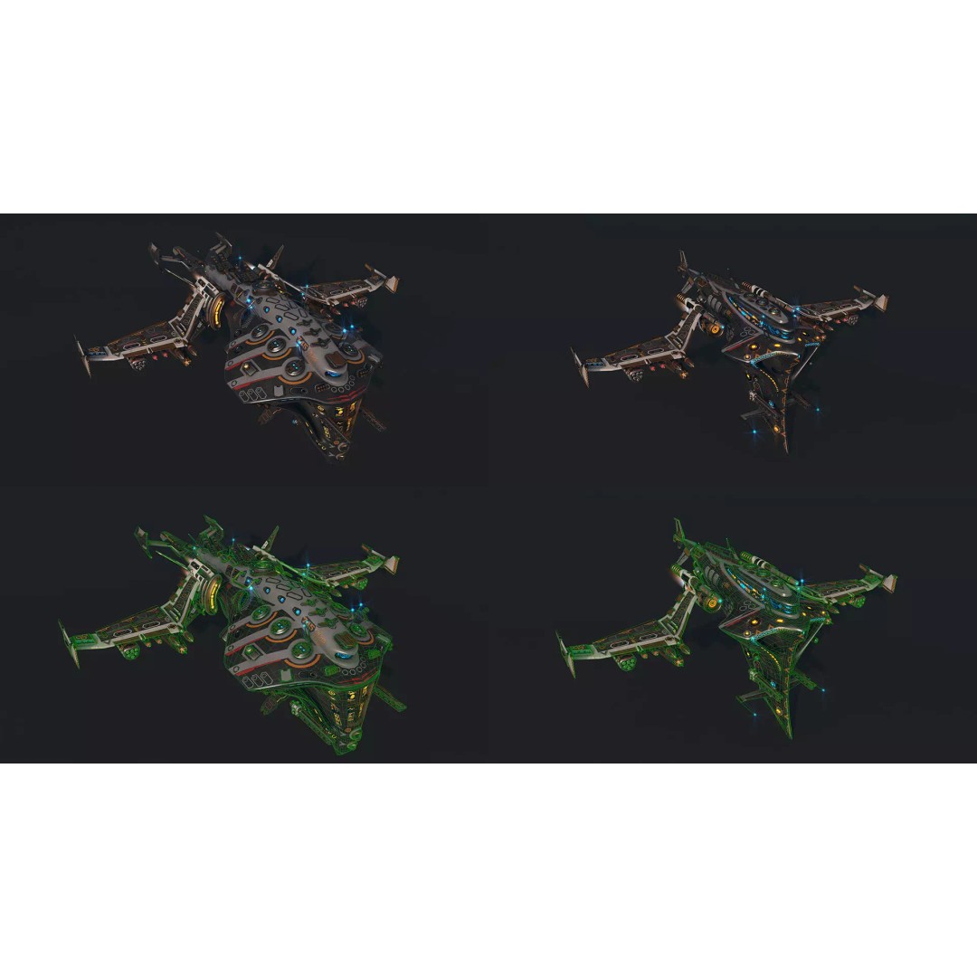 Spacecraft 3D Model – Low Poly Sci-Fi Game Asset, FBX, PBR - View 10