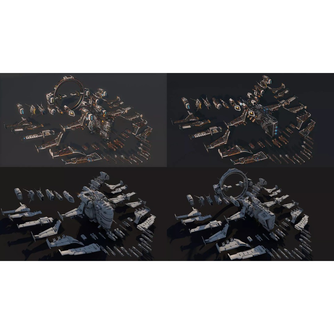 Spacecraft 3D Model – Low Poly Sci-Fi Game Asset, FBX, PBR - View 13