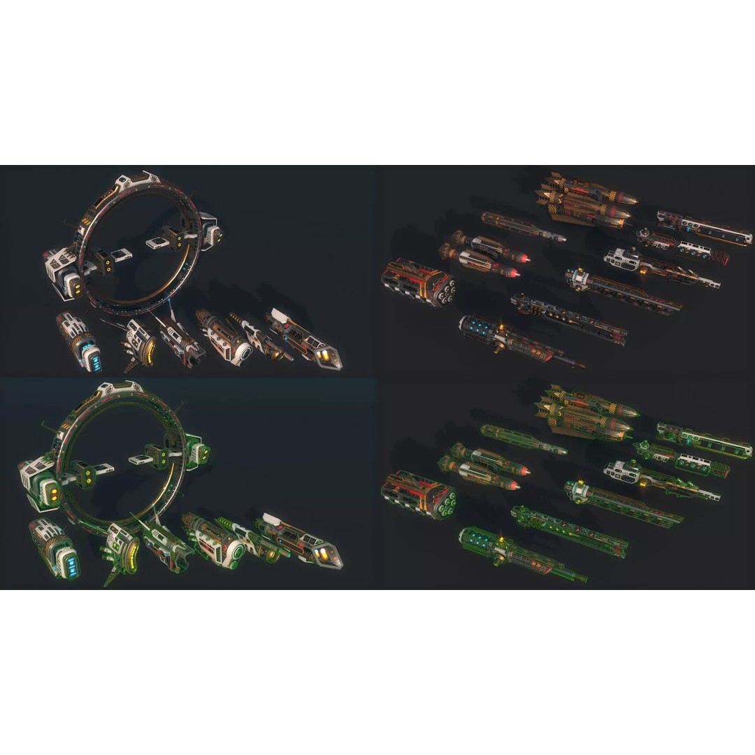 Spacecraft 3D Model – Low Poly Sci-Fi Game Asset, FBX, PBR - View 14