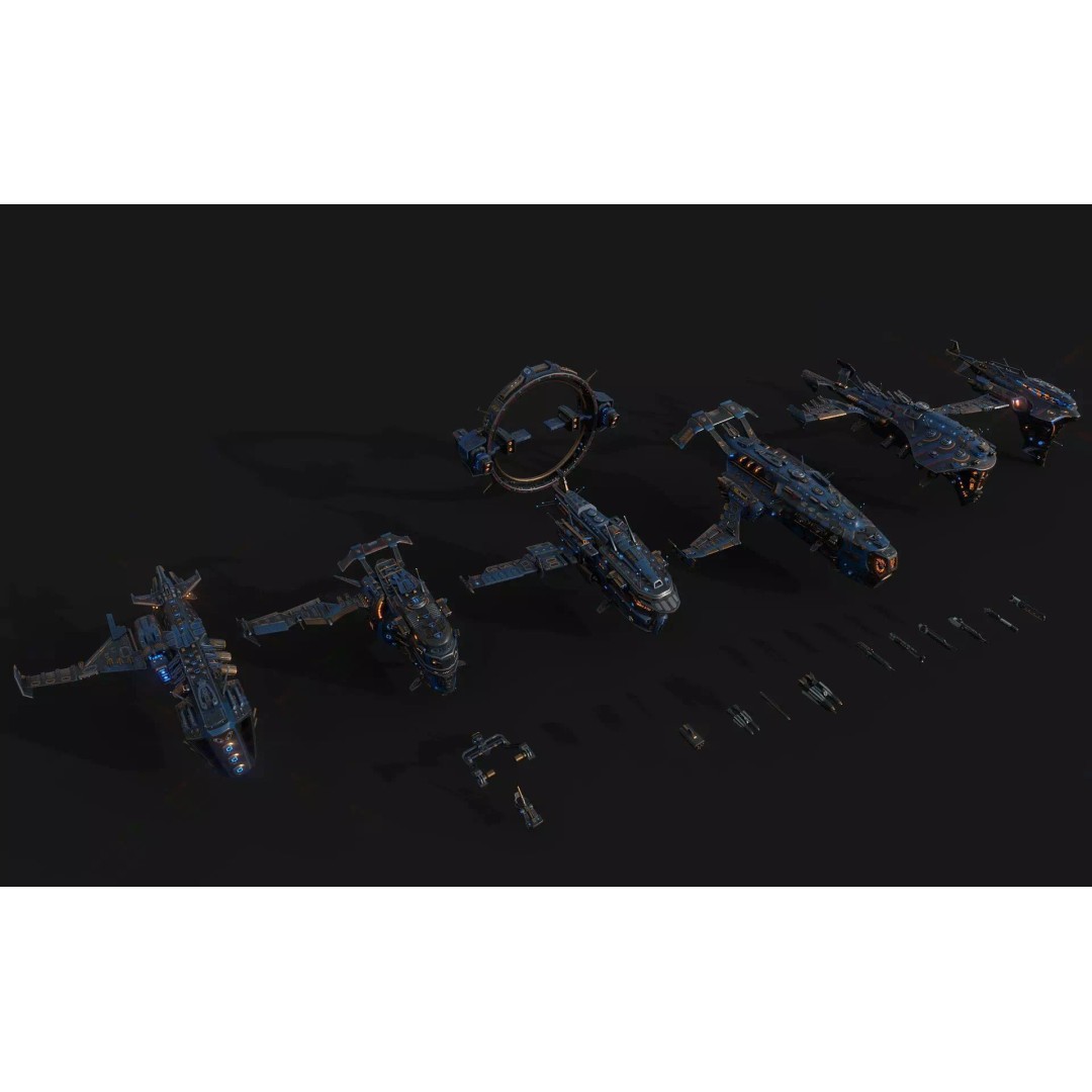 Spacecraft 3D Model – Low Poly Sci-Fi Game Asset, FBX, PBR - View 15