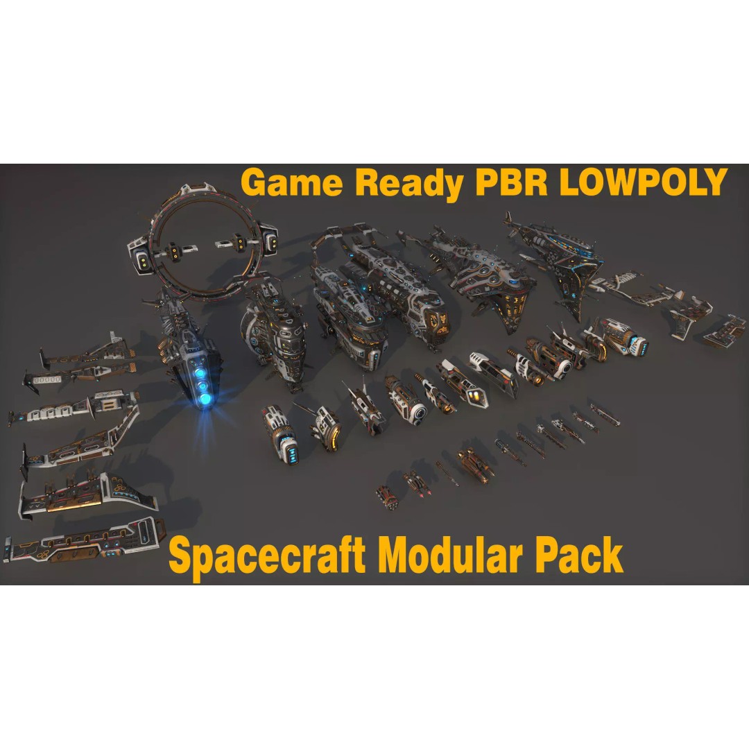 Spacecraft 3D Model – Low Poly Sci-Fi Game Asset, FBX, PBR - View 2
