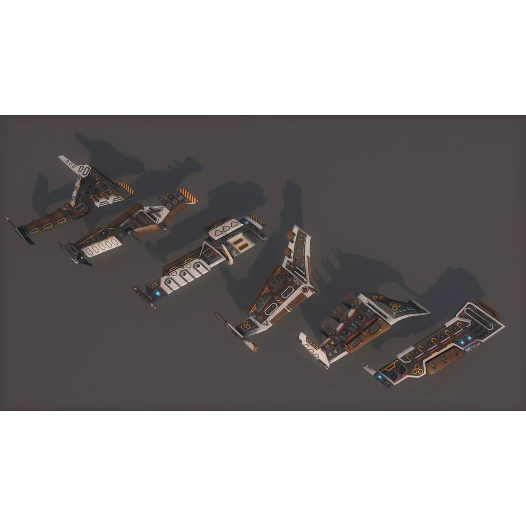 Spacecraft 3D Model – Low Poly Sci-Fi Game Asset, FBX, PBR - View 24