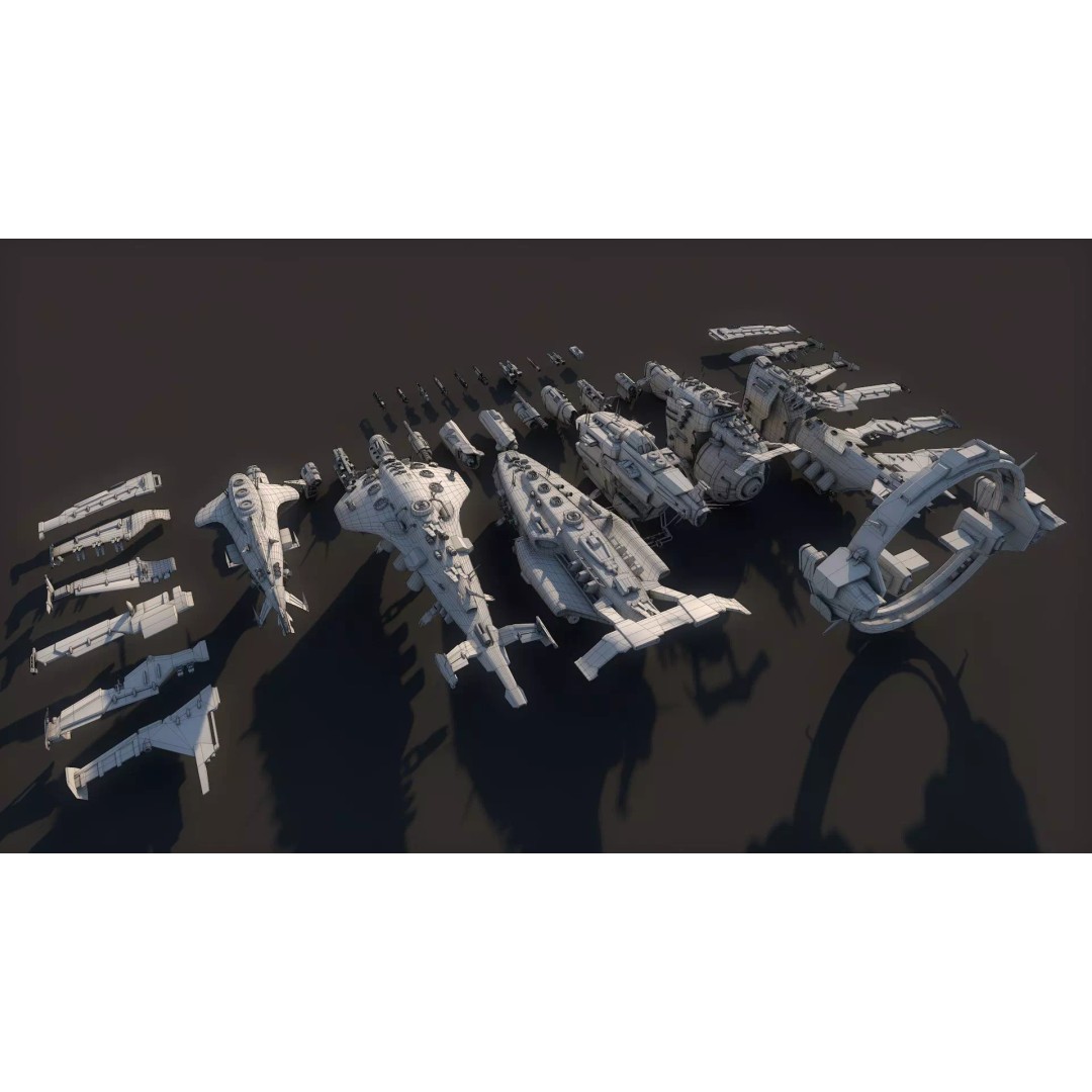 Spacecraft 3D Model – Low Poly Sci-Fi Game Asset, FBX, PBR - View 28