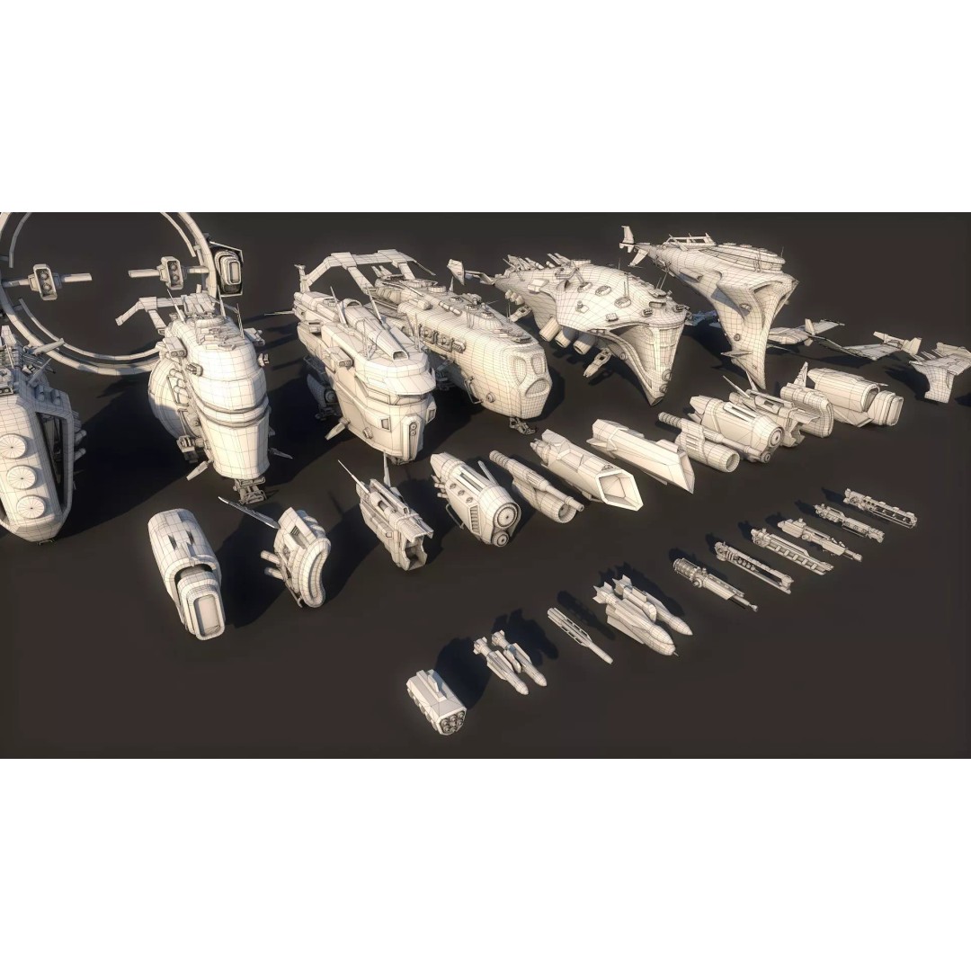 Spacecraft 3D Model – Low Poly Sci-Fi Game Asset, FBX, PBR - View 29