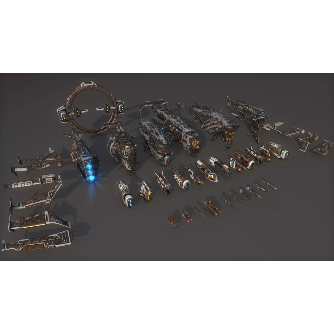 Spacecraft 3D Model – Low Poly Sci-Fi Game Asset, FBX, PBR - View 3