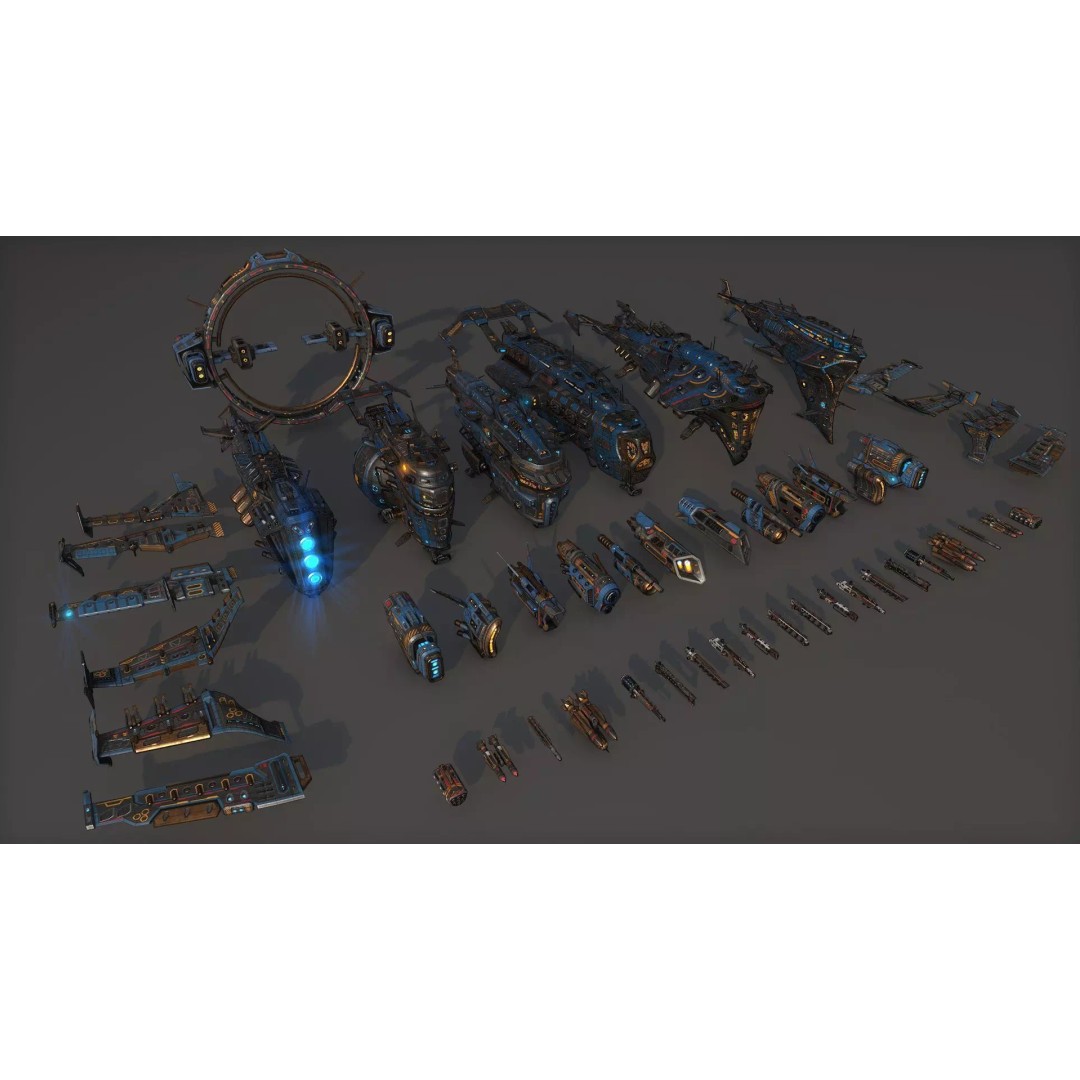 Spacecraft 3D Model – Low Poly Sci-Fi Game Asset, FBX, PBR - View 4