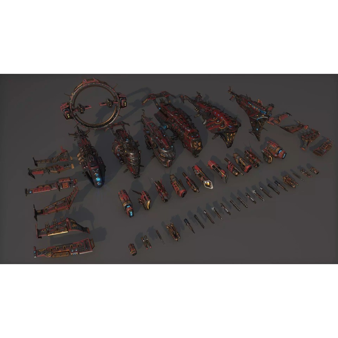 Spacecraft 3D Model – Low Poly Sci-Fi Game Asset, FBX, PBR - View 7