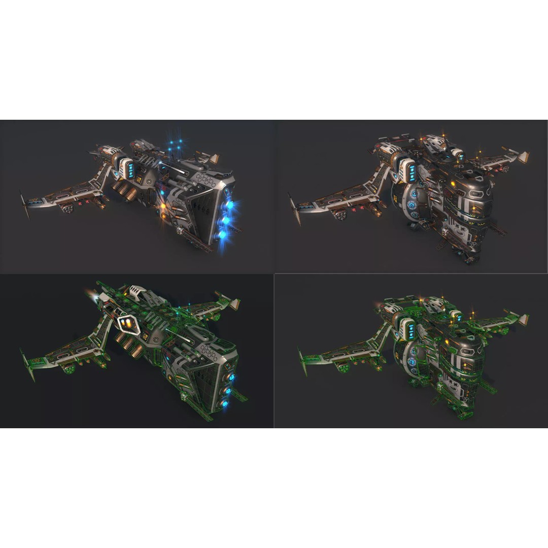 Spacecraft 3D Model – Low Poly Sci-Fi Game Asset, FBX, PBR - View 8
