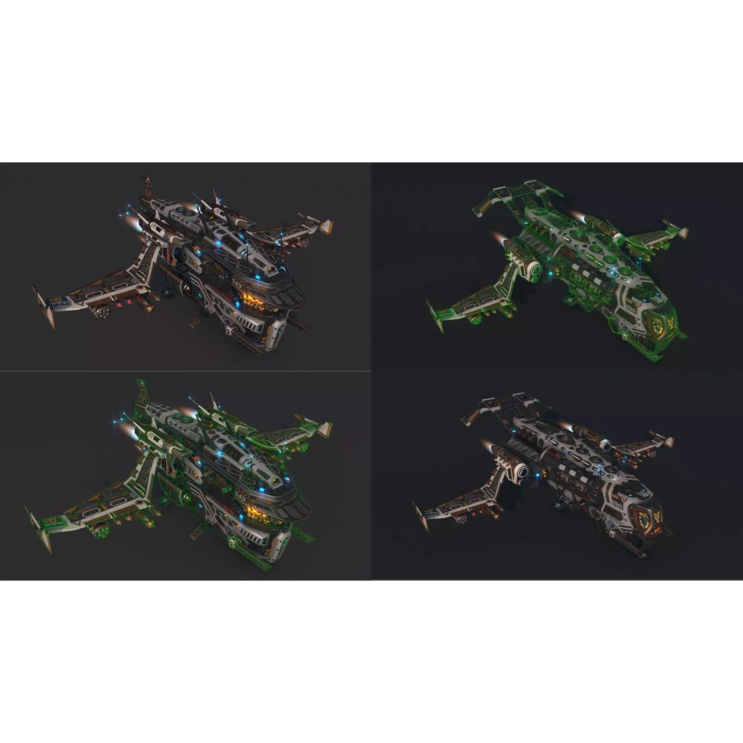 Spacecraft 3D Model – Low Poly Sci-Fi Game Asset, FBX, PBR - View 9