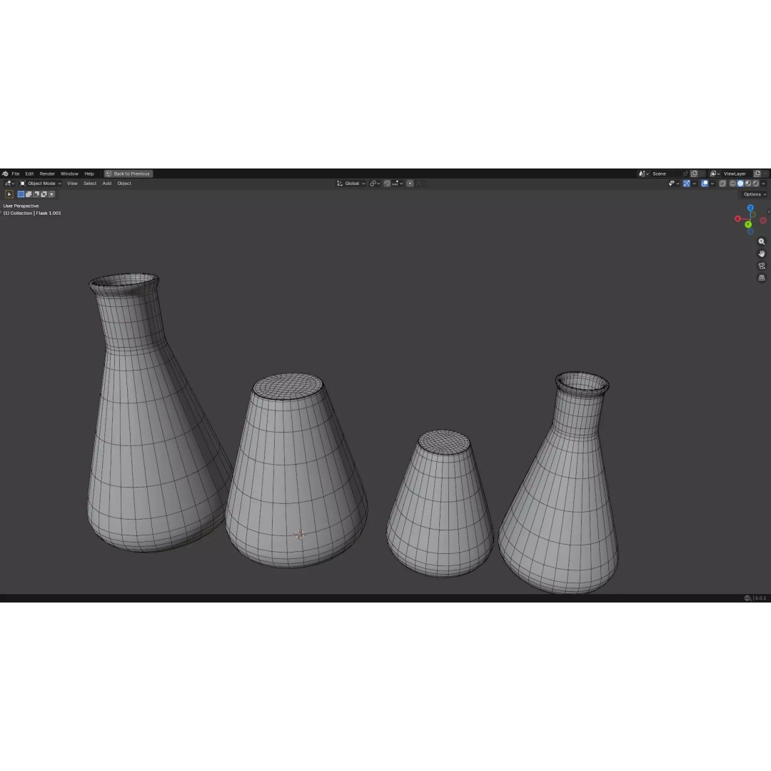 Flasks 3D Model – Low Poly PBR Glassware for Laboratory Use