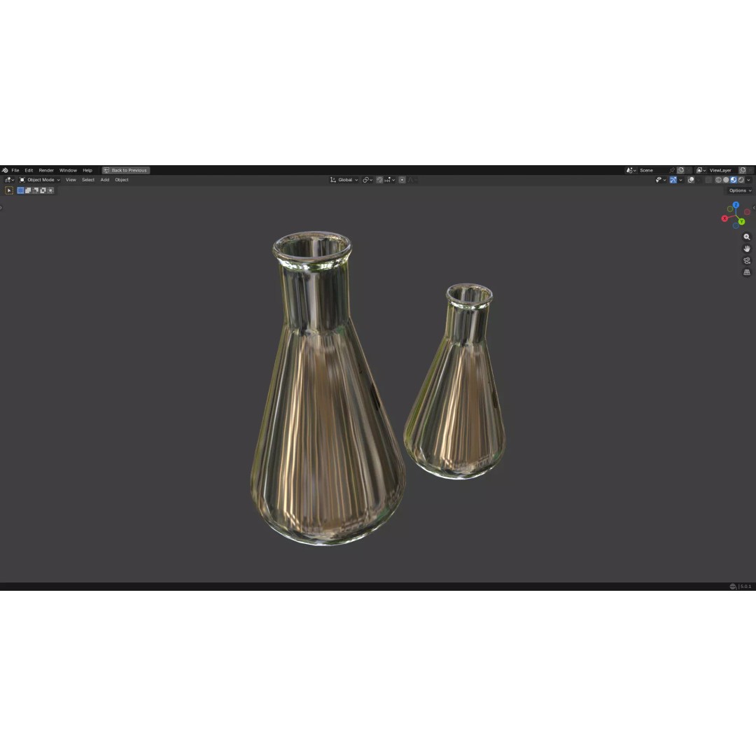Flasks 3D Model – Low Poly PBR Glassware for Laboratory Use - View 10