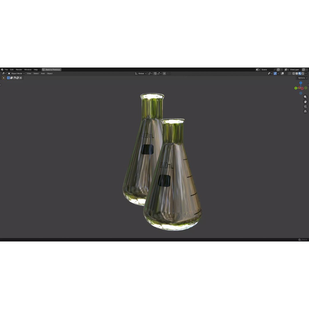 Flasks 3D Model – Low Poly PBR Glassware for Laboratory Use - View 11