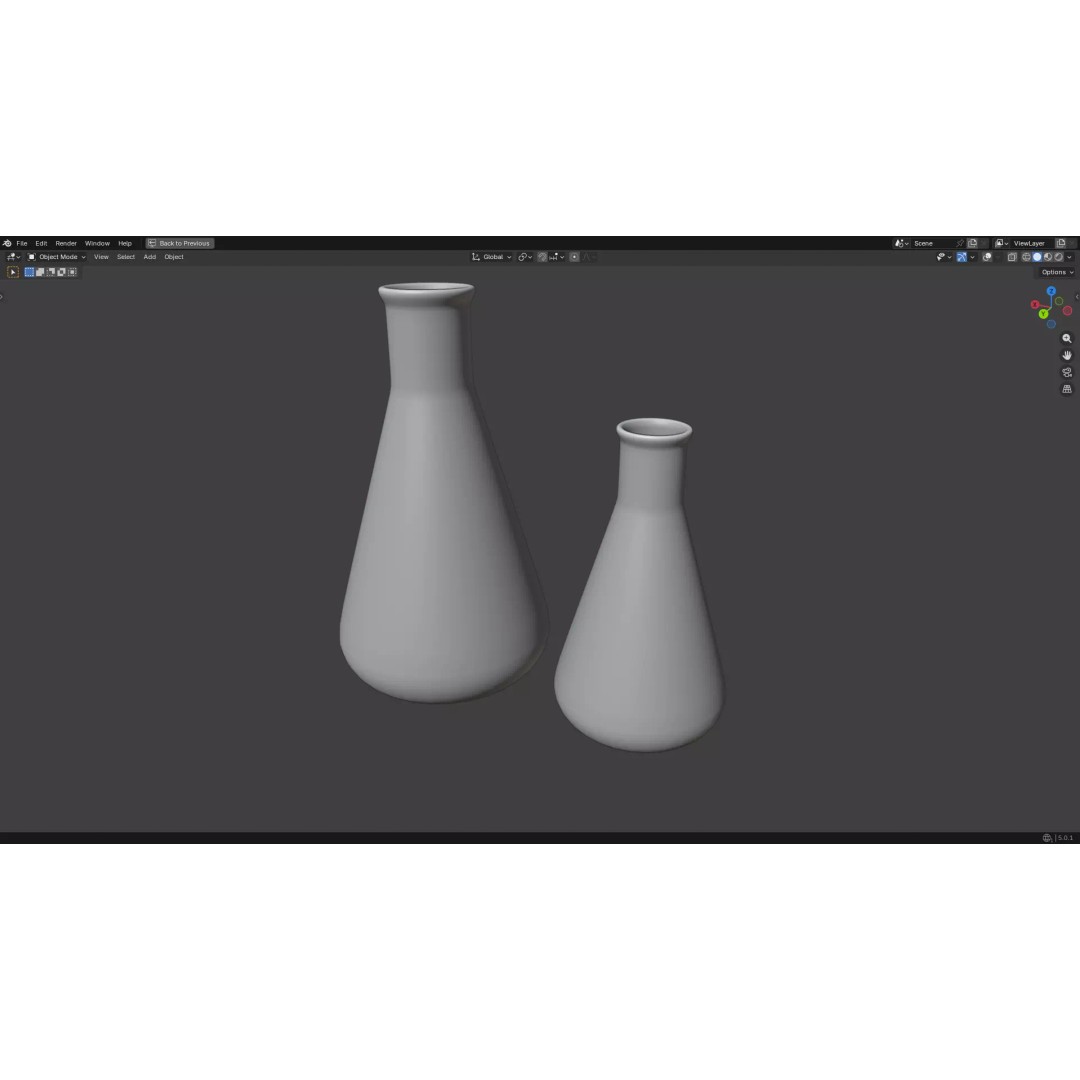 Flasks 3D Model – Low Poly PBR Glassware for Laboratory Use - View 14