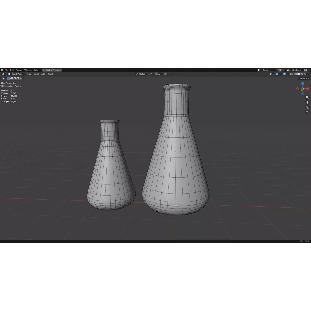Flasks 3D Model – Low Poly PBR Glassware for Laboratory Use - View 25
