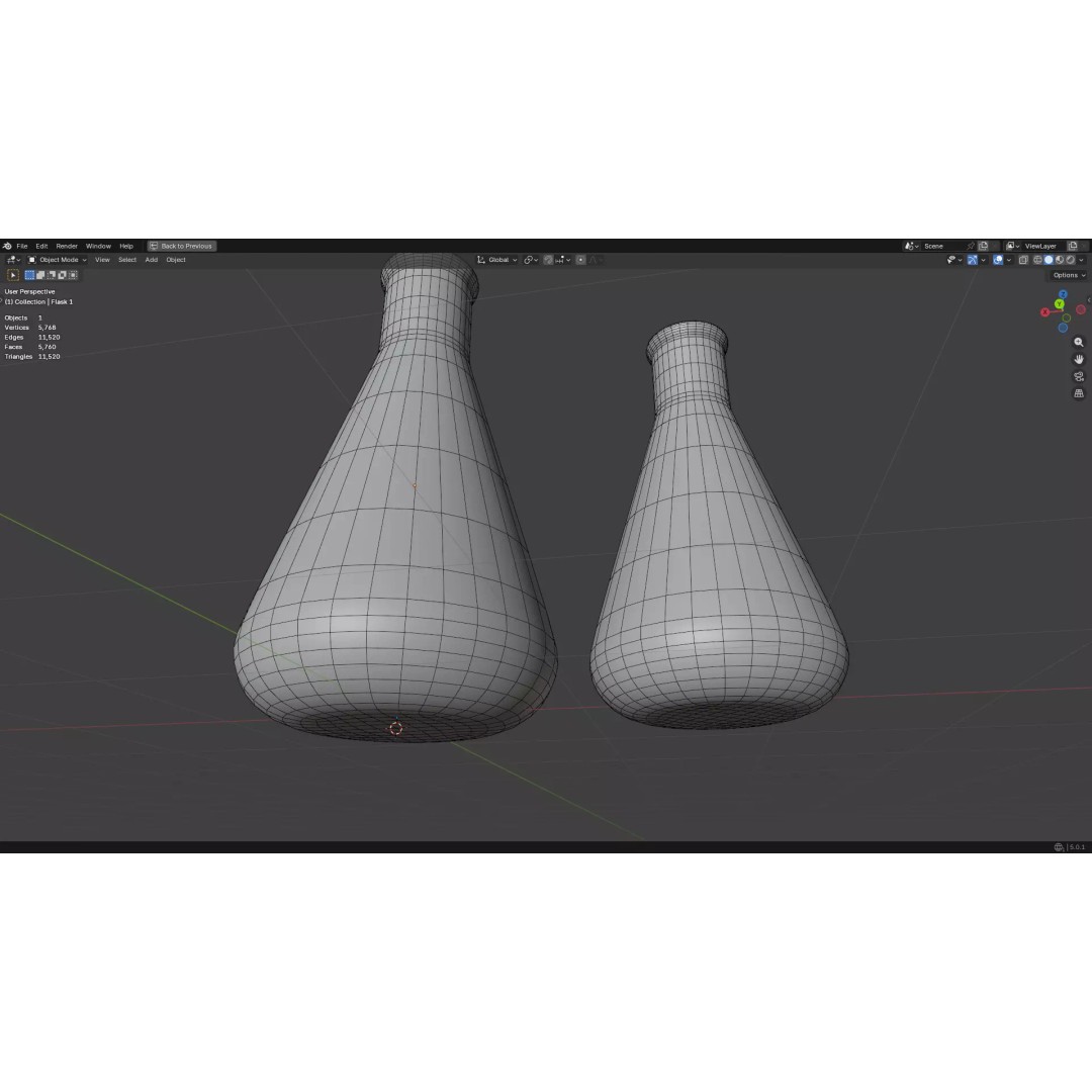 Flasks 3D Model – Low Poly PBR Glassware for Laboratory Use - View 27