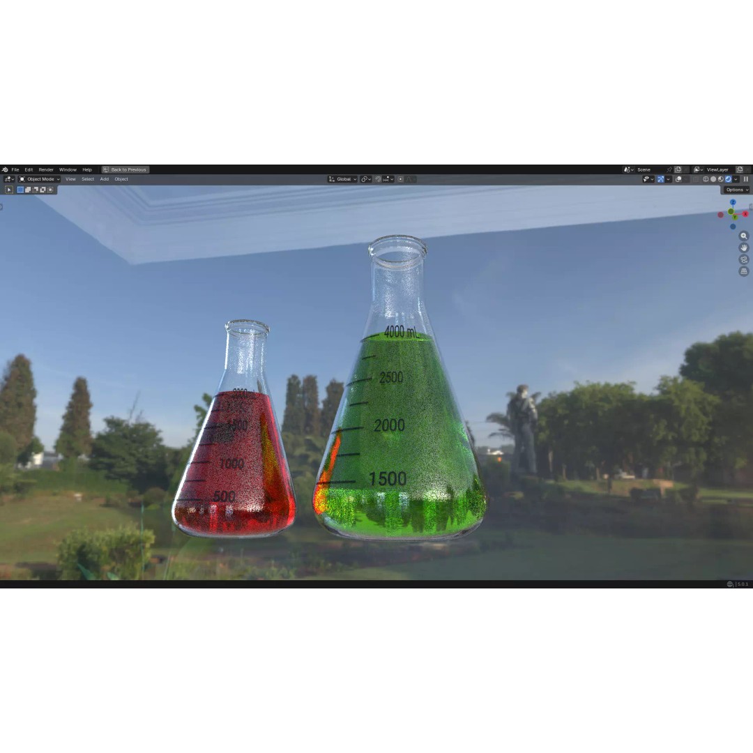 Flasks 3D Model – Low Poly PBR Glassware for Laboratory Use - View 6