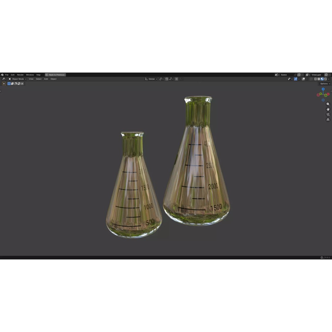 Flasks 3D Model – Low Poly PBR Glassware for Laboratory Use - View 8