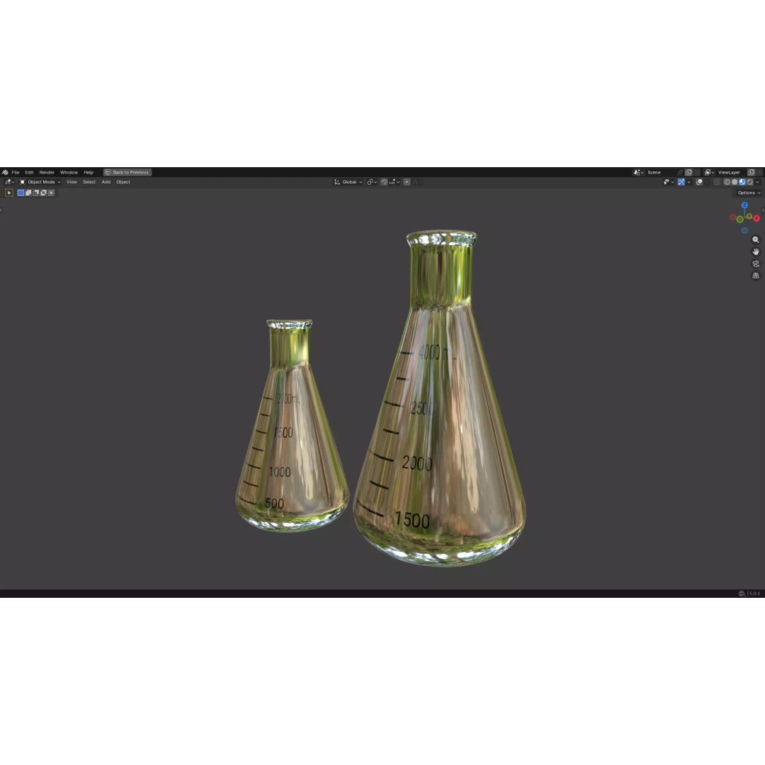 Flasks 3D Model – Low Poly PBR Glassware for Laboratory Use - View 9